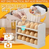 202130 Grid Egg Holder Fridge Flip Box Refrigerator Household Eggs Fresh Storage Organizer Container 3 Layer Cartons Large Capacity