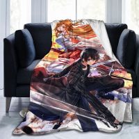 2023 in stock Flannel Blankets Anime Sword Art Japanese Manga  Multi-Size for Adult and Kids PJ，Contact the seller to customize the pattern for free