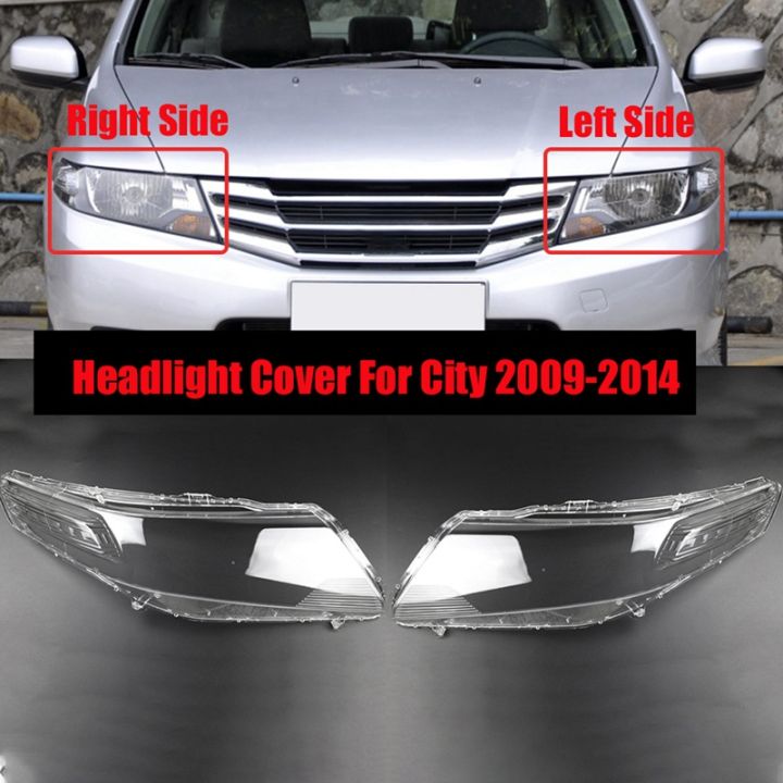สำหรับ-honda-city-2009-2014ไฟหน้ารถหลอดไฟหน้าโคมไฟโป๊ะไฟแบบโปร่งใสเลนส์แก้วกรอบ