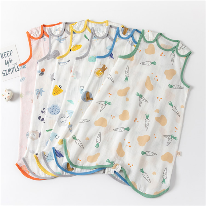 summer-baby-split-leg-sleeping-bag-boys-girls-anti-kick-quilt-antibacterial-cotton-gauze-sleeping-bag-children-sleeveless-pajama