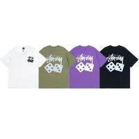 ○ STUSSY เสื้อยืดแขนสั้น ผ้าฝ้าย พิมพ์ลายลูกเต๋า ขนาดใหญ่ แฟชั่นฤดูร้อน