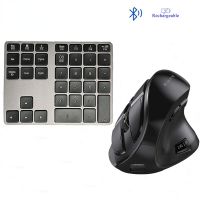 Missgoal Wireless Bluetooth Number Pad Wireless Numeric Keypad And Mouse Rechargeable Number Pad Ergonomic Mouse For Laptop PC
