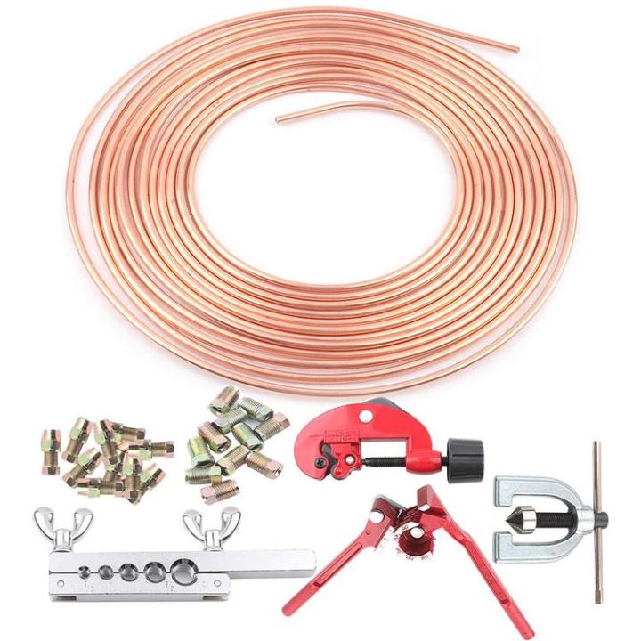 brake-line-flaring-tool-kit-brake-repair-brake-flaring-tools-brake-line-replacement-tubing-coil-and-fitting-kit-with-mini-pipe-cutter-for-car-and-truck-superb