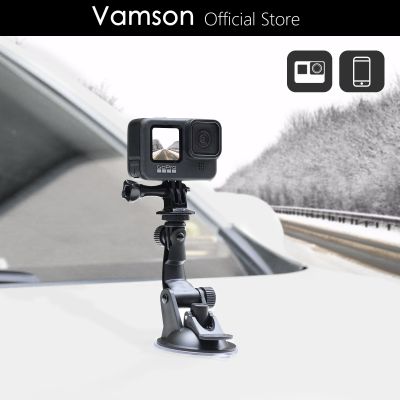 Vamson for Gopro Hero 11 10 9 Car Glass Suction Cup Holder with Adapter Screw for Smartphones for Insta360 X3 One X2 Accessories