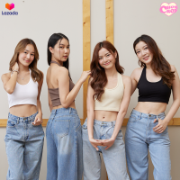 Chobcrop เสื้อครอป คล้องคอ คอลึก ผ้าร่อง เอวลอย ผ้ายืด รัดรูป มีทั้งหมด 11 สี Crop Top RIB006