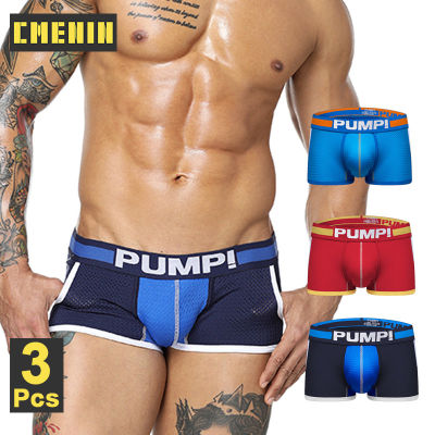 CMENIN PUMP 3Pcs แฟชั่นผ้าฝ้ายชุดชั้นในชายนักมวยกางเกงในชายกางเกงเอวต่ำกางเกงในชายเซ็กซี่กางเกงนักมวยกางเกงขาสั้น Ropa ภายใน Hombre H114