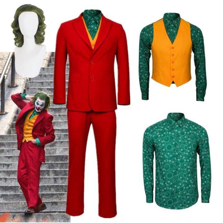 Movie Joker Cosplay Costume Halloween Joaquin Phoenix Arthur Fleck Mask ...