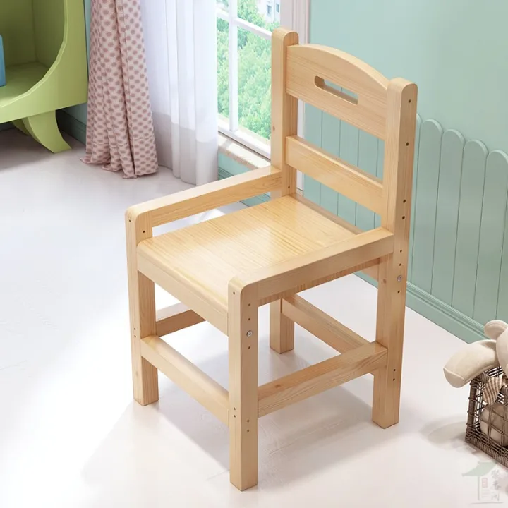 Children's solid wood chairs can be lifted to study primary school