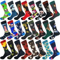 ❡ colorful men 39;s socks cotton cute pattern fashion streetwear novelty animal dog Shark clown painting interesting man women socks