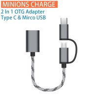 2 in 1 OTG Adapter Cable Nylon Braid USB 3.0 to Micro USB Type C Data Sync Adapter for Huawei for MacBook USB C Phone Disk OTG