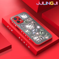 Jlingji เคสแฟชั่นสำหรับ Realme 9 Pro Plus Narzo 50 Pro 5G V25 5G Q5 5G เคสแมวน่ารักบางมีน้ำค้างแข็งโปร่งใสแข็งขอบสี่เหลี่ยมกันกระแทกรูปแบบปลอกซิลิโคนคลุมทั้งหมดป้องกันการกระแทก