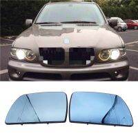 1Pair L R Door Wing Mirror Glass Heated Blue Left Right Side For BMW X5 E53 99-06 3.0i 4.4i Car-styling Rearview Mirror Heating