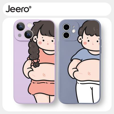 Jeero เคสคู่ เคสไอโฟน คู่รัก กันกระแทกซิลิโคนนุ่มการ์ตูนน่ารักตลก เคสโทรศัพท์ Compatible for iPhone 15 14 13 12 11 Pro Max SE 2020 X XR XS 8 7 6 6S Plus พลัส HFF3121