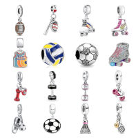 ใหม่925เงินสเตอร์ลิง Roller skates Charm ฟุตบอลเบสบอล Dumbbell จี้ Fit Original สร้อยข้อมือผู้หญิงเครื่องประดับลูกปัด