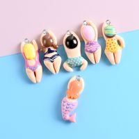 10pcs Funny Swimming Sportsman Resin Earring Charms DIY Hairpin Brooch Cabochon Bead Cute Keychain Jewelry Pendant Findings Beads