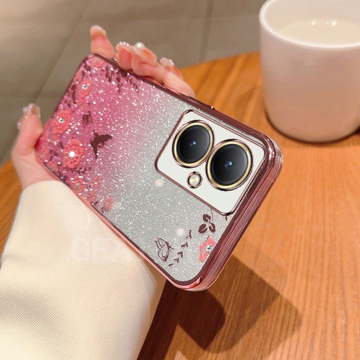 เคสใส่โทรศัพท์สต็อก-vivo-y27-y78-y36-5g-4g-y02t-y02-y02a-y22-y22-y35-2022-y16ใหม่เคสชุบโปร่งใสลายดอกไม้หรูหรา-vivoy78-vivoy27ที่มีการป้องกันเลนส์กระดาษเงา