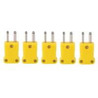 5 Pcs Yellow Plastic Case Flat Male 2-Pin K Type Thermocouple Wire Connector