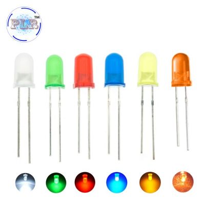 100PCS 5mm LED F5 Diode Light Diffused Assorted NEW Orange Green Blue White Yellow Red Round DIP PLR Light-Emitting Lamp Light Electrical Circuitry Pa
