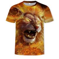 2023 In stock Summer  Lion Tiger Unique Creative Cool T-Shirt 3D Digital Printed Pullover Loose Short Sleeves，Contact the seller to personalize the name and logo