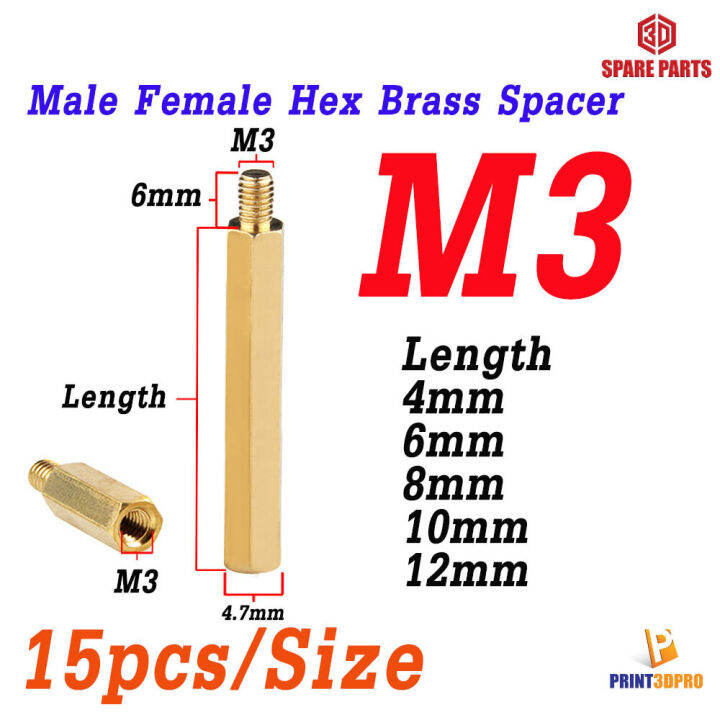 M3 Screw Nut Hex Brass Male Female Standoff Board Pillar Hexagon Thread