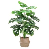 hotx【DT】 70cm Forks Large Artificial Monstera Fake Plastic Turtle Leaves Tall Garden Room