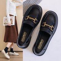 ☸ Real soft leather thick-soled British-style small leather shoes for women 2023 spring new style single shoes with round toes and over-the-feet Japanese style loafers trendy