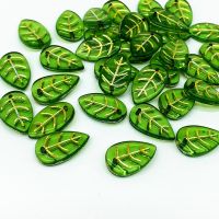 20 pcs/lot Green Small Leaf Shape Beads For Jewelry Making Handmade DIY Accessories Beads