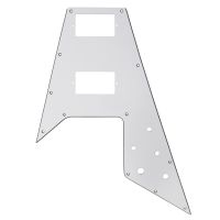 【♀】 NXFDSIOZ ใหม่ Fly Flying V Pickguard กีตาร์ไฟฟ้าแผ่นรอยขีดข่วนสีขาว3Ply สำหรับอุปกรณ์เสริมอะไหล่กีต้าร์