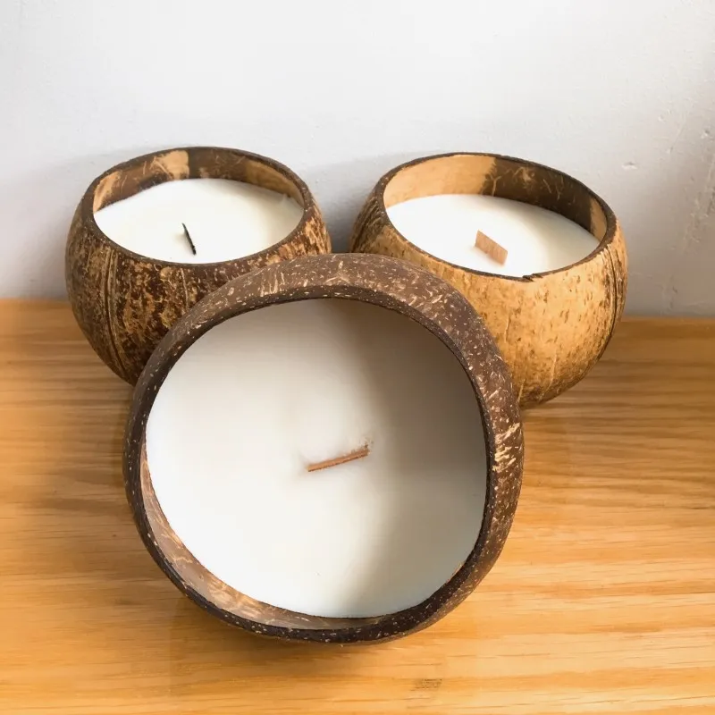 Xinwanna Handmade Storage Bowl Burr Free Multi-Purpose Natural Coconut Shell Candle Holder Bowl Home Decor , Size: Small