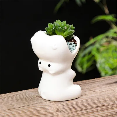 White Ceramic Hippo Flower Pot Multifunctional Succulent Container Holder Animal Flowerpot Nursery Succulent Bonsai Planters Pot