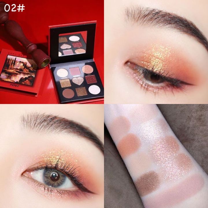 พร้อมส่ง-อายแชโดว์-novo-no-5343พาเลททาตา-9-ช่อง-เนื้อแมท-ชิมเมอร์-novo-soft-eye-palette-eyeshadow