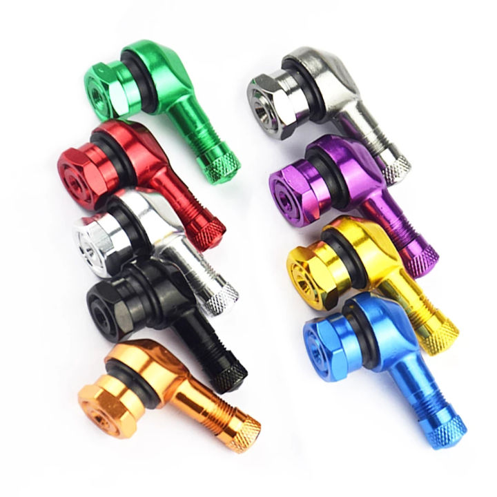 QIXING Wheel Parts Motorcycle Accessories Tire Valve Stems For Rim 11.3mm  Aluminum Alloy Motorcycle Valve Stem CNC Motorcycle Rim Valves Stem Cap 90  Degree