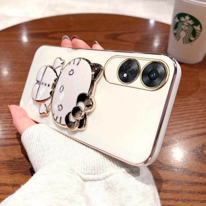 folding-makeup-mirror-phone-case-for-oppo-reno-8t-4g-5g-a78-a1-pro-case-fashion-cartoon-cute-cat-multifunctional-bracket-plating-tpu-soft-cover-casing