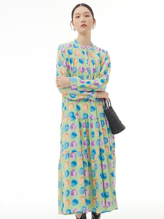 xitao-dress-loose-fashion-dot-pattern-long-sleeve-print-shirt-dress