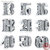 New 925 Sterling Silver Charm 13 15 16 18 21 30 40 50 60 Bead charms fit Original Pandora Bracelet For Women DIY Jewelry Trinket