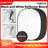 AMBITFUL 2in1 100x150cm 150x200cm  วงรีแบบพกพาดิสก์สีดำหลายแผ่นพื้นหลังสีขาวดำกระดานสะท้อนแสงสตูดิโอรีเฟล็กเตอร์แฟลชพับได้ถ่ายภาพพับได้สำหรับการถ่ายภาพ