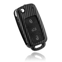 shangdjh Carbon fiber style Key Case For Volkswagen Skoda Fabia Octavia VW Polo Bora Beetle Tiguan Passat Golf Jetta Eos Fob Shell Cover