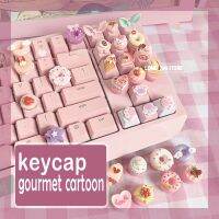 1pcs Stereo Keycaps Cute Pink Keycap Custom Decoration Cake Lovely Cartoon Beautiful Girl Anime Transparent Crystal Diy Keycap