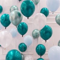 ความคิดสร้างสรรค์15ชิ้น10เงินสเตอร์ลิงบอลลูนสีเขียวขุ่น HeliumBalloons วันเกิดงานแต่งงานตกแต่ง