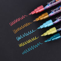 0.7มม. Extra Fine Tip Art Marker อะคริลิค Metallic Marker ปากกาสีปากกาเครื่องหมายถาวรสำหรับการ์ดลายเซ็นตัวอักษร