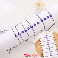 12Pcs Evil Eye Kabbalah สร้อยข้อเท้าสร้อยข้อมือถักตุรกีตาปรับเชือกกันน้ำ Amulet String สร้อยข้อมือผู้หญิง