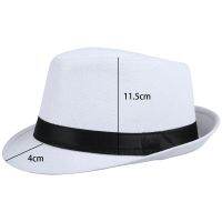 Classic British Fedora Hats For Women Men Solid Color Braid Straw Short Brim Jazz Panama Cap