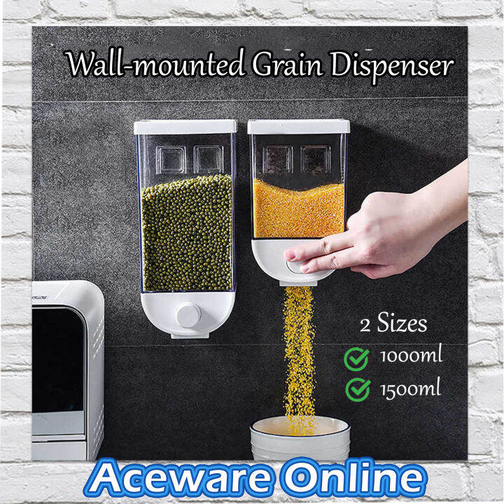 606 Wall Mount Cereal Dispenser Food Storage Box Sealed Grain Container