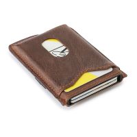 Rfid Wallet Men Card Holder Aluminum Alloy Automatically Pops Up Cards Holder for Male Genuine Leather Cover Card Case Card Holders