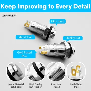 8MM Metal Push Button Switch LED Momentary Latching Waterproof 4Pin Self  Locking