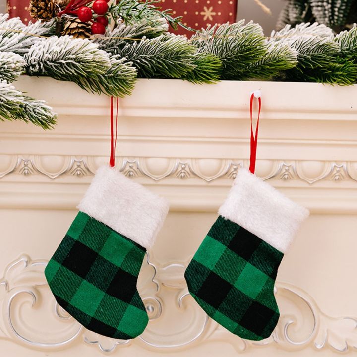 toolsout-ถุงเท้าคริสต์มาสการตกแต่งคริสต์มาสที่สร้างสรรค์ถุงซานตาลายสก๊อตถุงเท้าคริสต์มาสปาร์ตี้คริสต์มาส