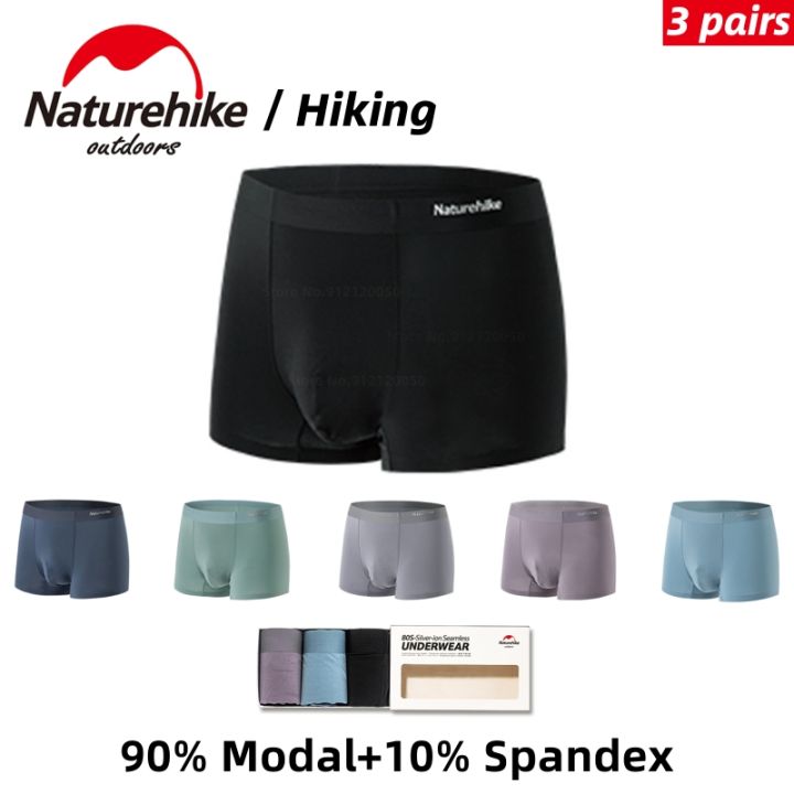 Naturehike Silver Ion Antibacterial Men Flat Angle Underpants Hygroscopic  Climbing Underwear กีฬากลางแจ้ง Breathable Panties