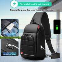 ☃☃♠ New Waterproof Mens Shoulder Bag Crossbody Bag Anti-Theft Short Travel Messenger Sling Pack With USB Port For 9.7 inch Ipad