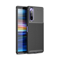 สำหรับ Sony Xperia 1 II เคส TPU กันกระแทกเนื้อคาร์บอนไฟเบอร์ (สีดำ)