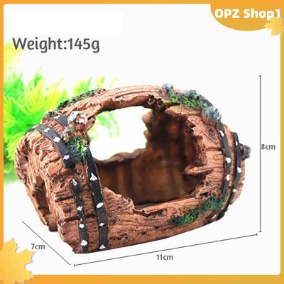 【OPZ💫บ้านที่กำบังรูปกุ้งปลาในตู้ปลารูปทรงถังใส่ไวน์สำหรับตู้ปลาตุ๊กตายางแกะสลักตกแต่งตู้ปลา